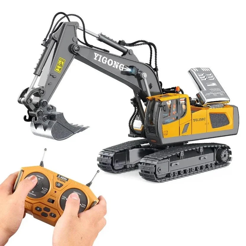 Excavadora Minera RC Realista 1:24 con Control Remoto y Luces LED