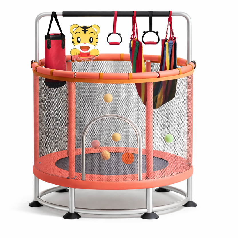 Cama Elástica Infantil 150cm con Barra de Seguridad y Juguetes