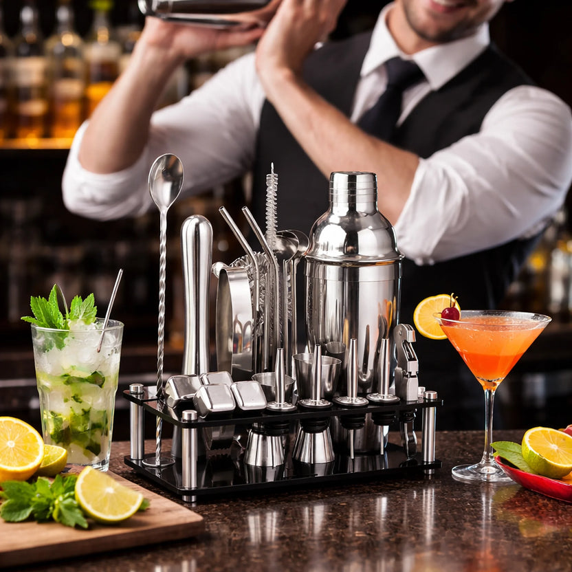 Coctelería 23 Piezas + Coctelera 750 ml Profesional