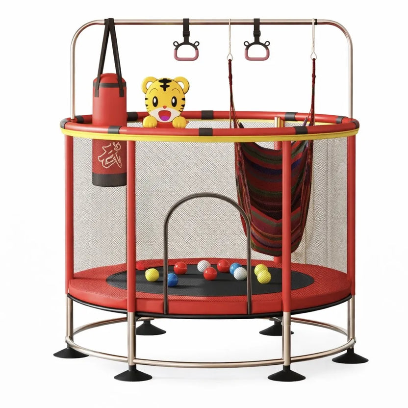 Cama Elástica Infantil 150cm con Barra de Seguridad y Juguetes