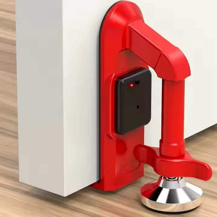 Bloqueador De Puerta Con Alarma Antirrobo Seguridad Hogar Rojo