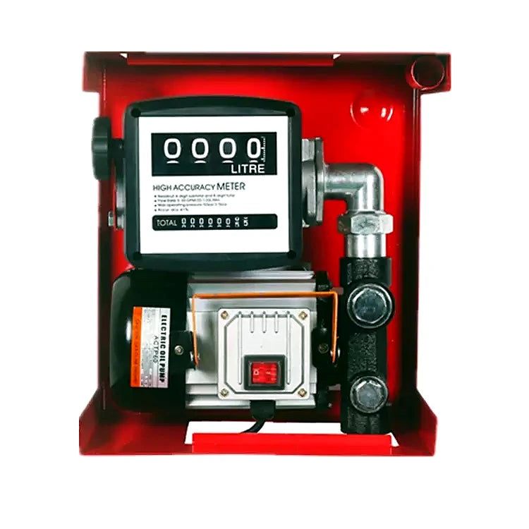 Bomba de diésel eléctrica con medidor de litros y manguera de carga