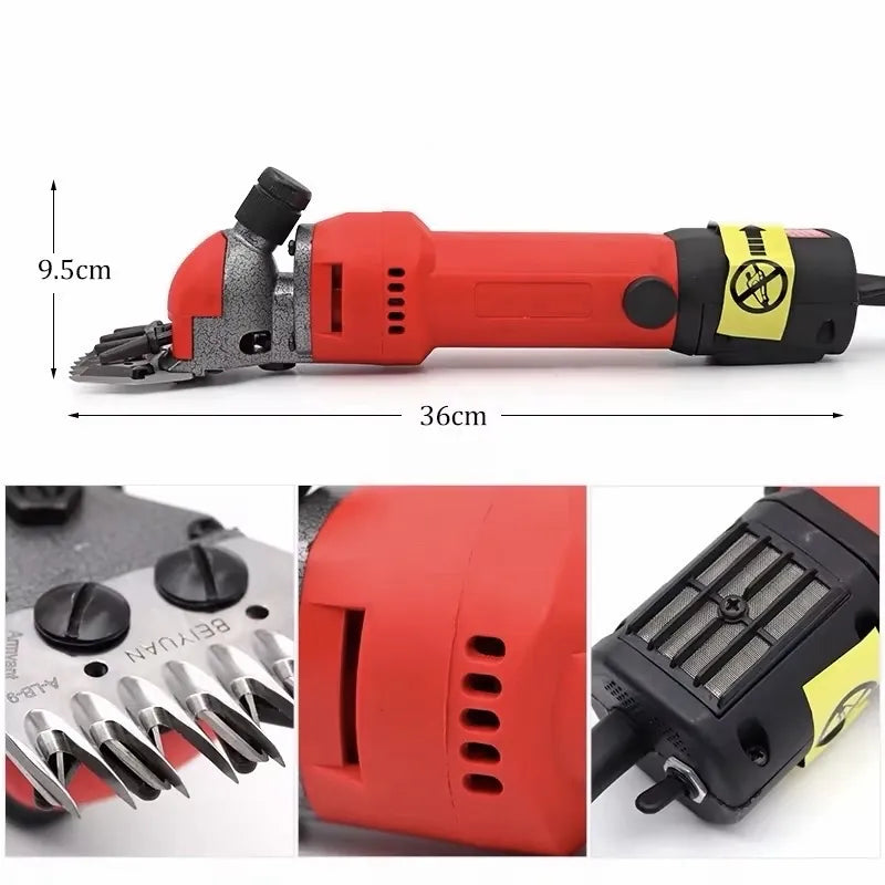 Dimensiones y sistema de ventilación de esquiladora eléctrica para ovejas