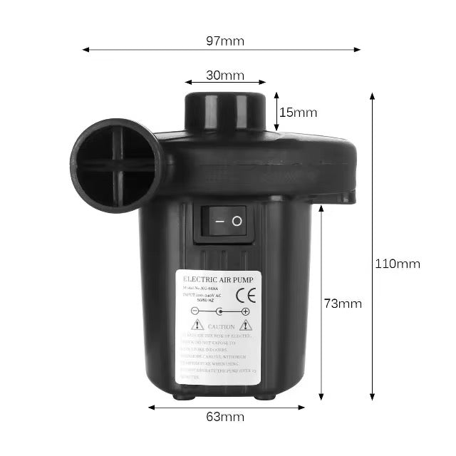 Vista frontal del inflador eléctrico portátil