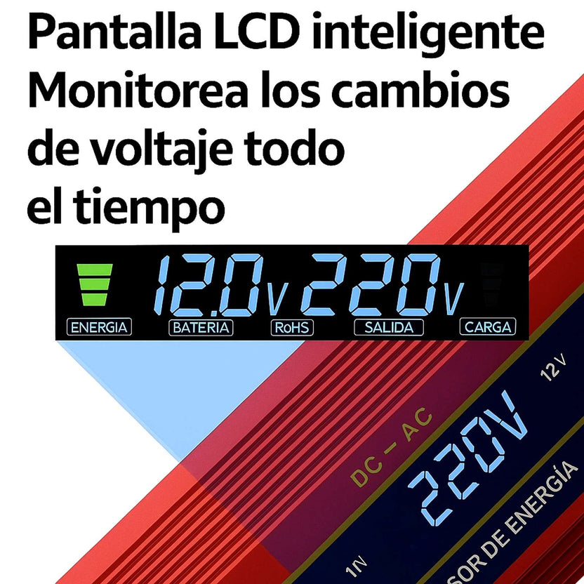 Inversor solar 12V a 220V con puerto USB y enchufe de corriente 